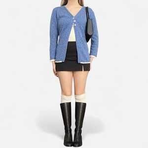 Blue vintage 90’s cardigan with white trim